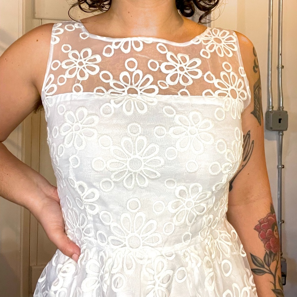 ANTHRO floral white party dress